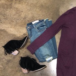 Fringe Ankle Boots/Size 8